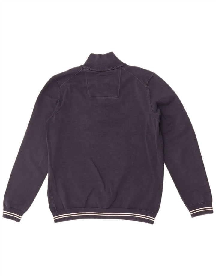 Hugo Boss Hombre Sudadera con cuello con cremallera Jumper Medium Azul marino Algodón