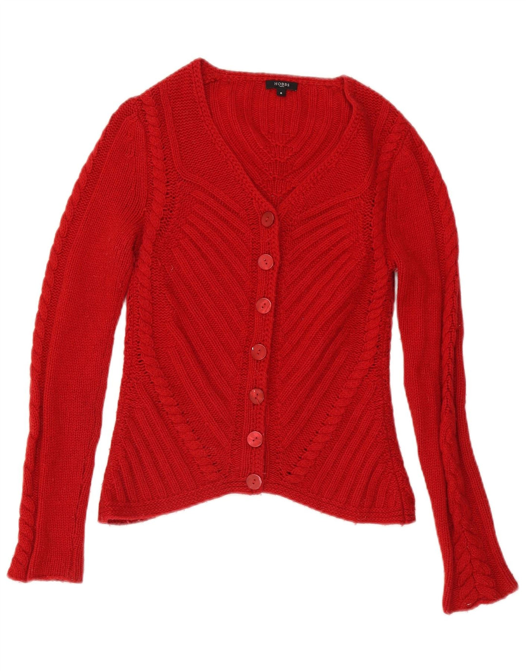 Hobbs Cárdigan para mujer, talla 8, lana de cordero roja pequeña