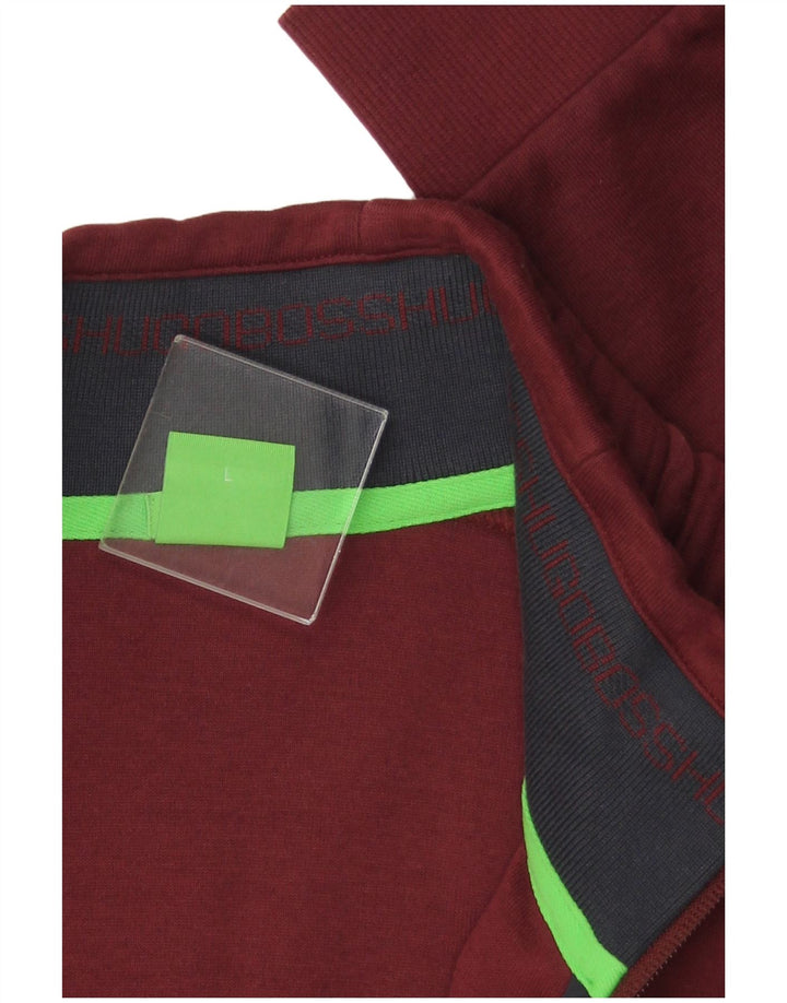 HUGO BOSS Chaqueta superior de chándal de corte regular para hombre Grande Algodón burdeos