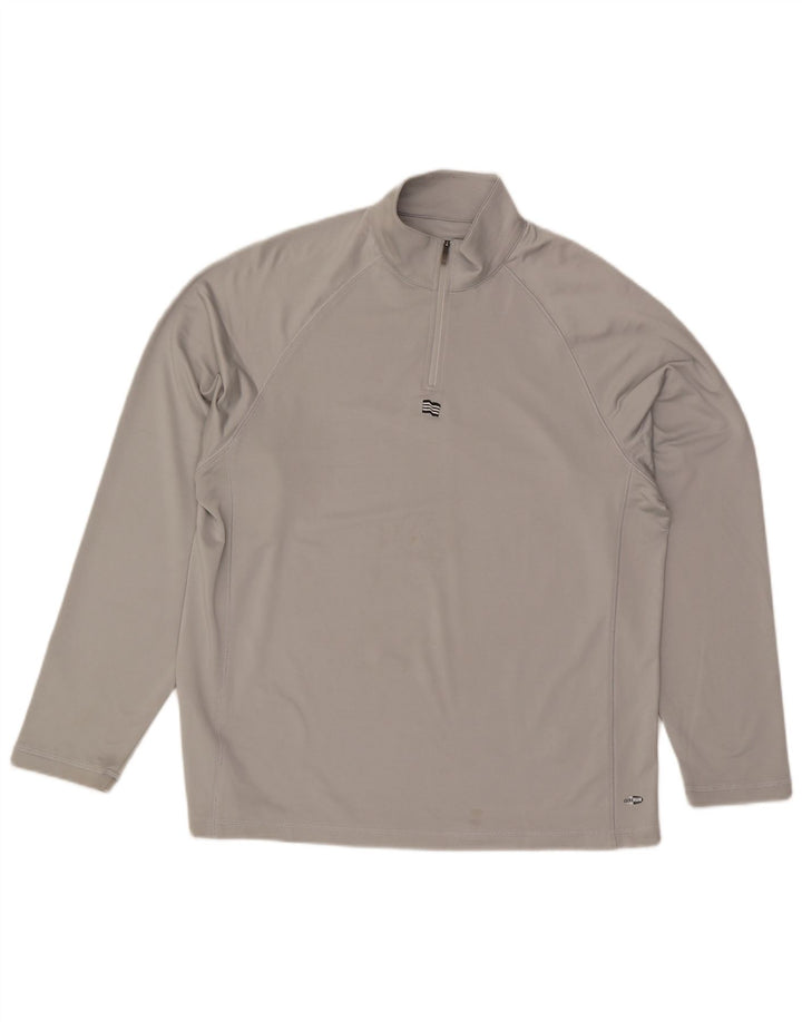 Adidas Climawarm Zip Neck Jersey Chándal Top Grande Gris Poliéster