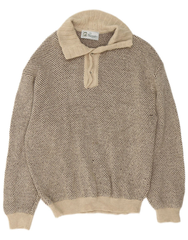 Bizzarro Jersey con cuello y botones para hombre IT 48 Medium Beige Moteado
