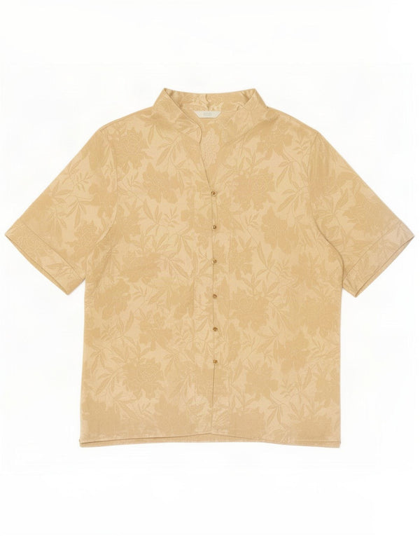 Marks & Spencer Blusa de Manga Corta para Mujer UK 40 XL Dorado Floral