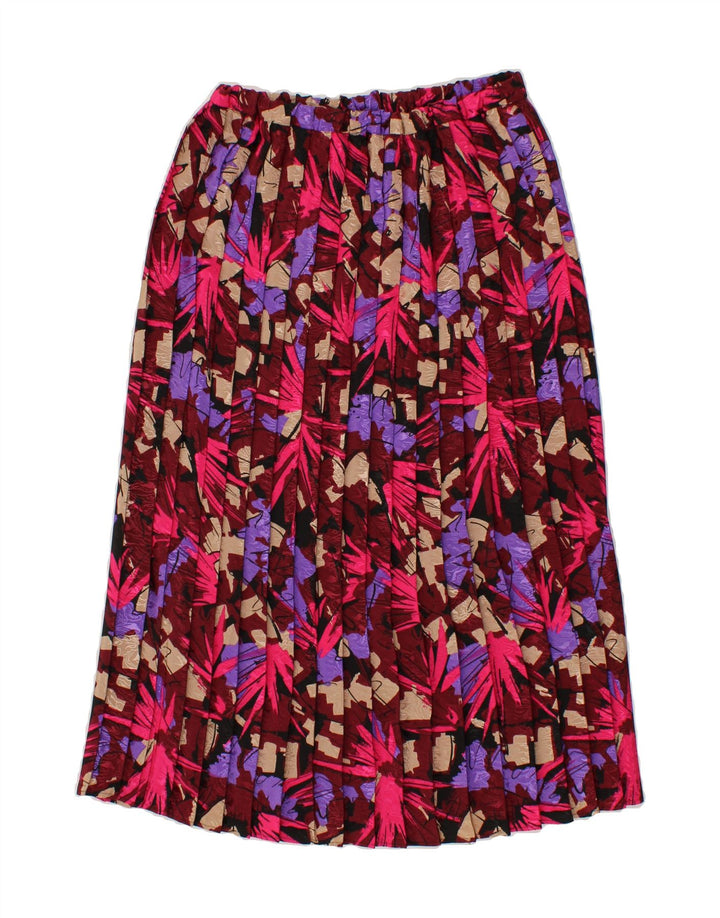 VINTAGE Womens Abstract Pattern Pleated Skirt One Size W30 Burgundy Vintage Vintage and Second-Hand Vintage from Messina Hembry 