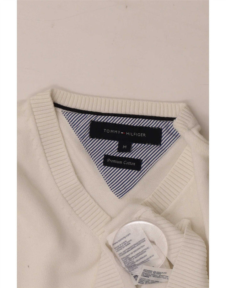 Tommy Hilfiger Jersey con Cuello en V para Hombre de algodón Blanco Mediano