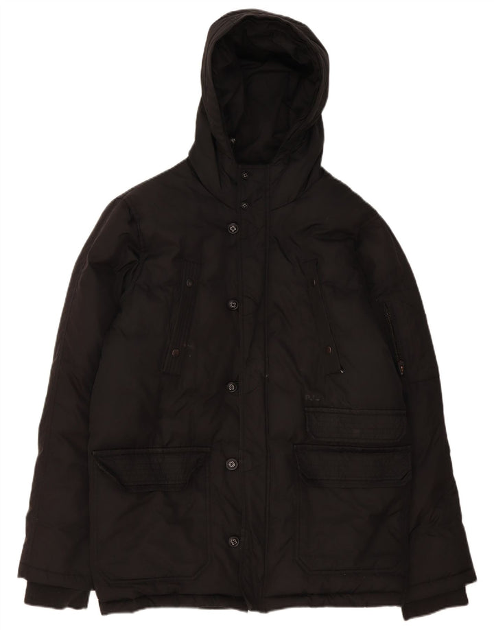 PEPE Jeans Chaqueta acolchada con capucha para hombre UK 38 Medium Negro Poliéster