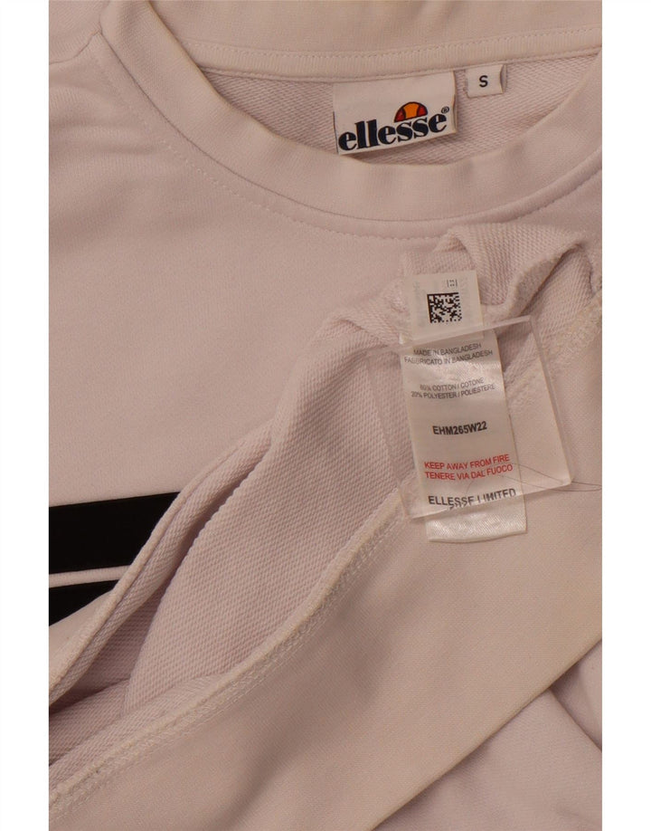 ELLESSE Hombre Sudadera Gráfica Jersey Small Blanco Colorblock Algodón