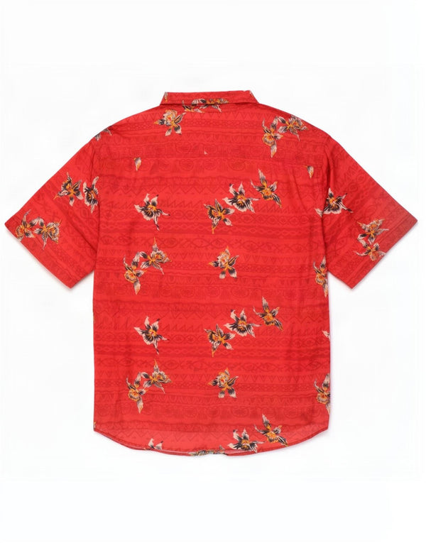 De Pietri Camisa De Manga Corta Para Hombre IT 52 Large Rojo Floral Algodón
