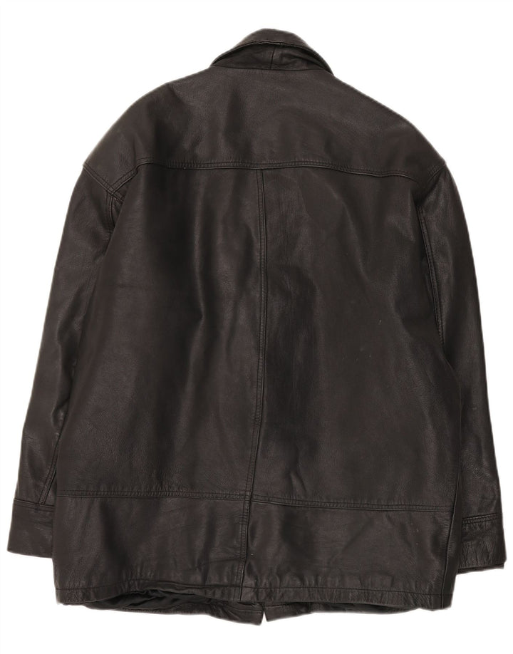 Route 66 Chaqueta de cuero para hombre UK 40 Grande Cuero negro