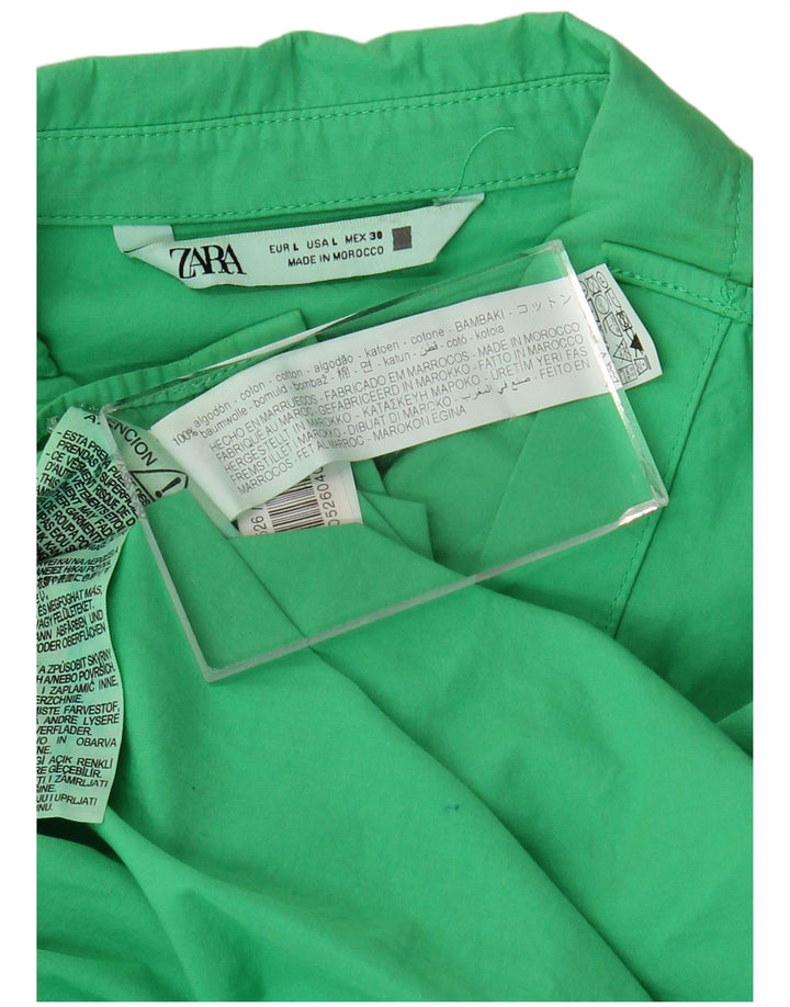 ZARA Mujer Camisa Oversize UK 46 Large Algodón Verde