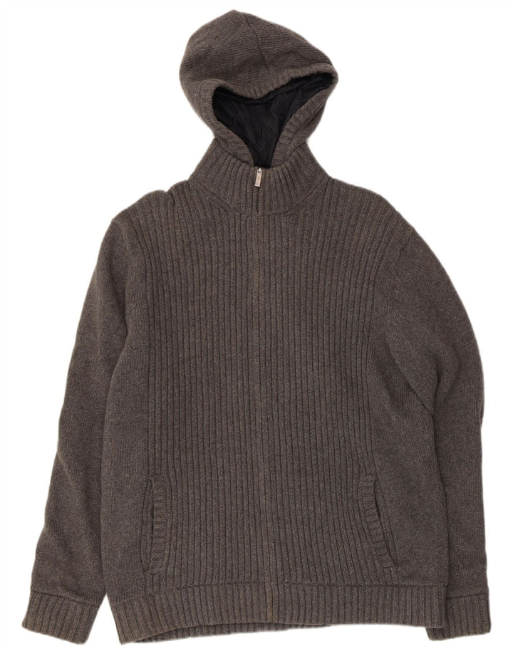 Massimo Dutti Chaqueta Reversible De Punto Con Capucha Hombre UK 42 XL Gris