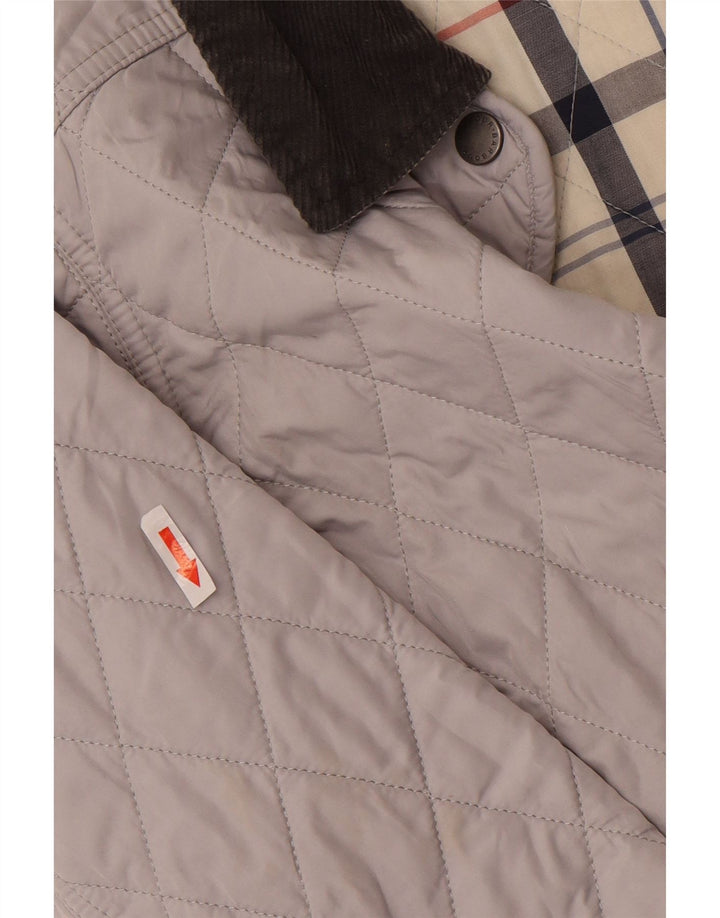 Barbour Chaqueta acolchada para mujer UK 8 Small Gris Colorblock Poliéster