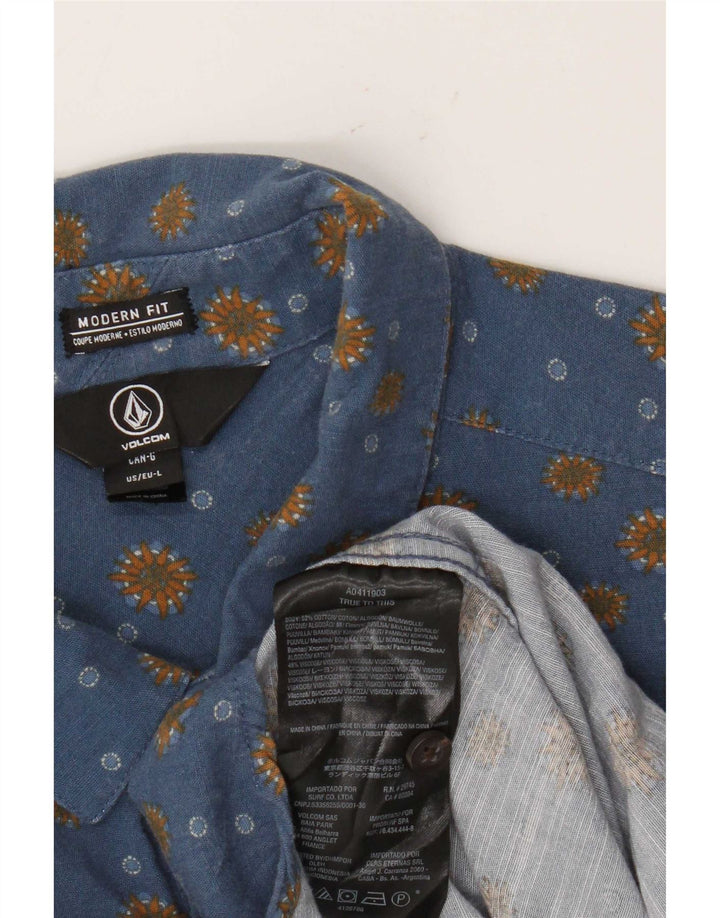 Camisa Volcom de manga corta con ajuste moderno para hombre, algodón azul grande