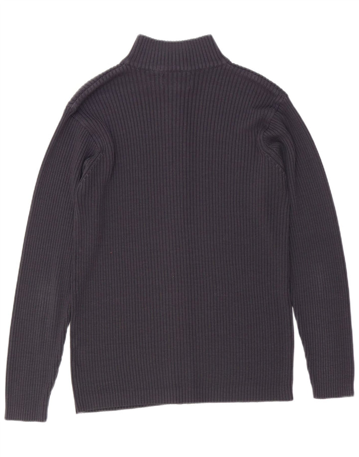 VINTAGE Hombres Cardigan Suéter Grande Azul Marino Acrílico