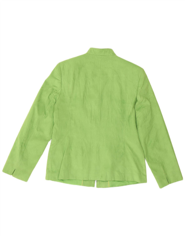 Vintage mujer Blazer chaqueta Reino Unido 12 poliéster verde medio