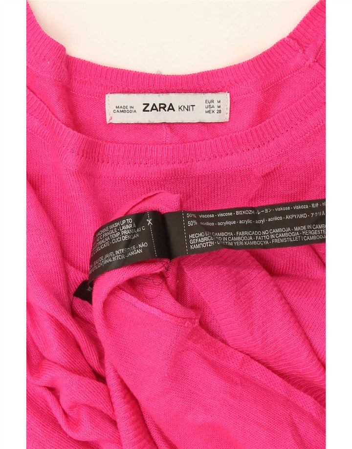Zara Jersey extragrande con cuello barco para mujer, talla 44, viscosa rosa mediana
