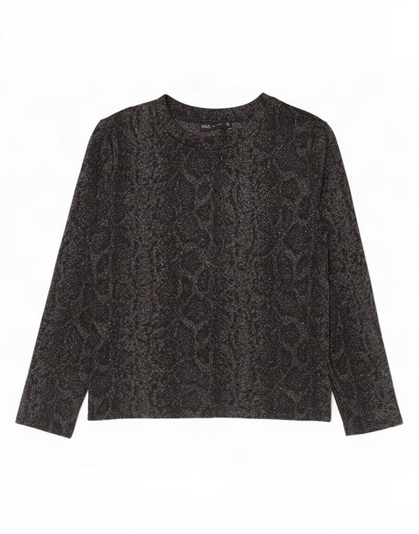Marks & Spencer Top para mujer de manga larga UK 42 Estampado animal gris medio