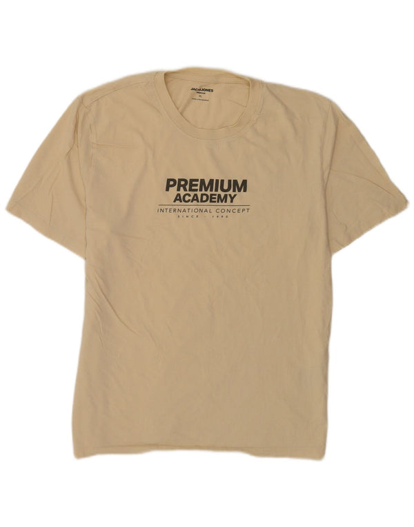 Jack & Jones Hombre Camiseta Gráfica Top XL Algodón Beige
