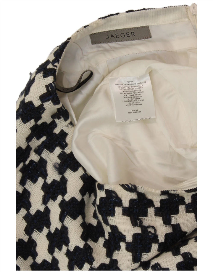 JAEGER Falda lápiz para mujer UK 8 Small W27 Algodón de pata de gallo negro