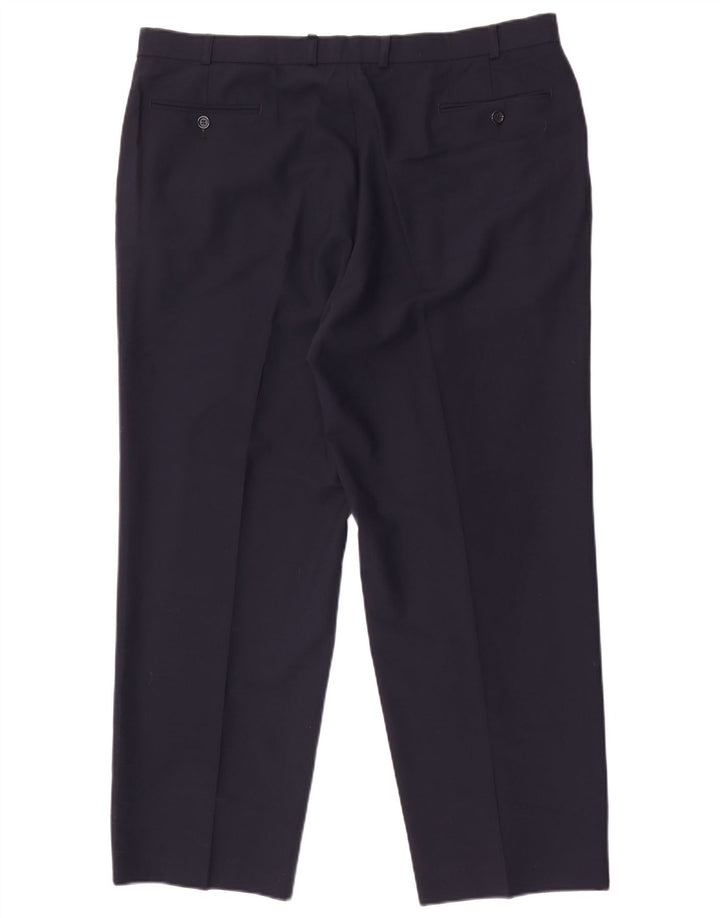 Marks & Spencer Pantalón de traje cónico para hombre W40 L29 Poliéster azul marino