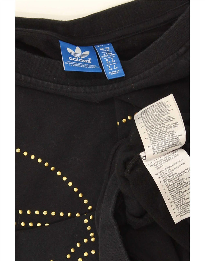 Adidas Mujer Graphic Sudadera Jumper UK 14 Mediano Negro Algodón