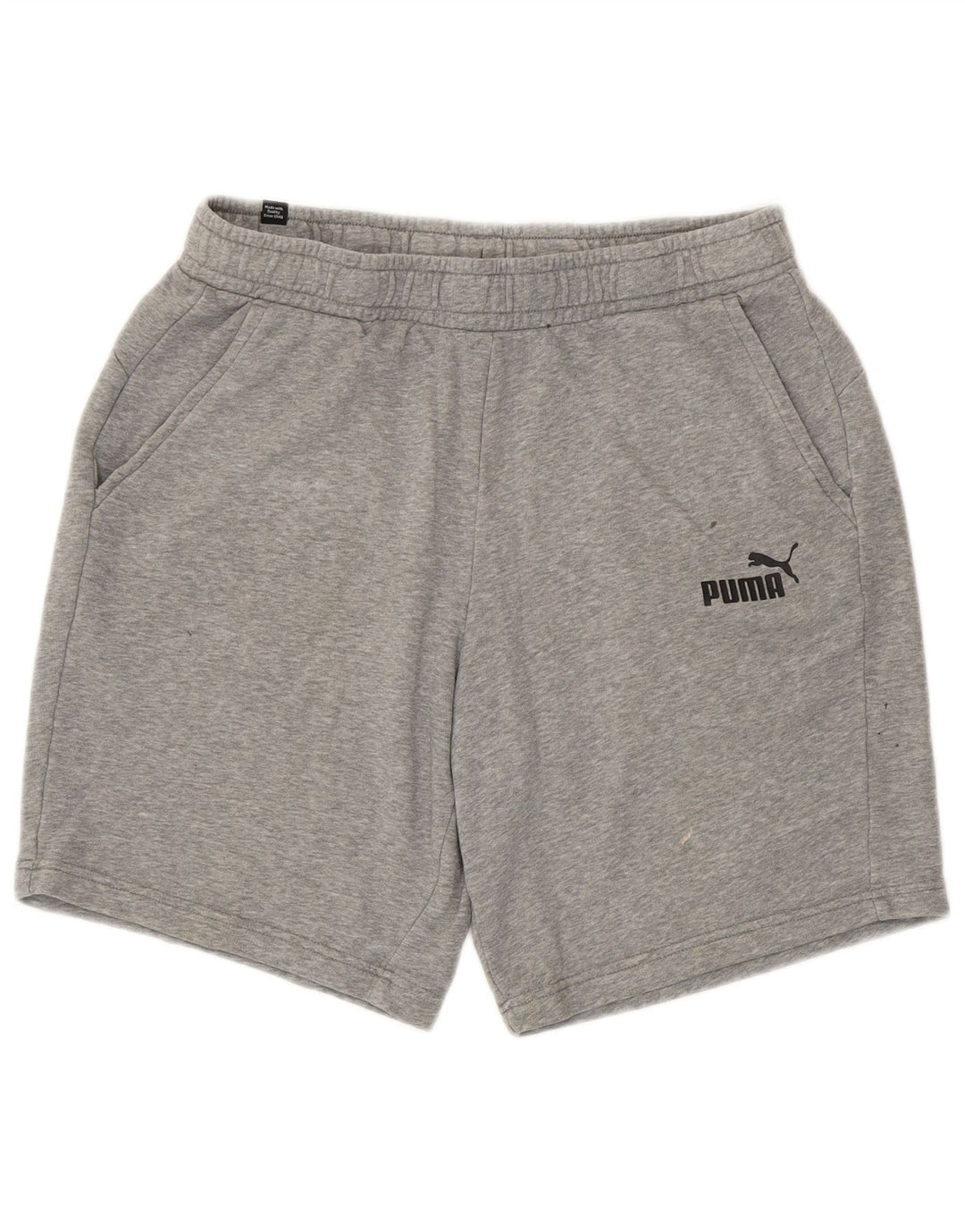 Puma Pantalones cortos deportivos para hombre de algodón moteado gris grande