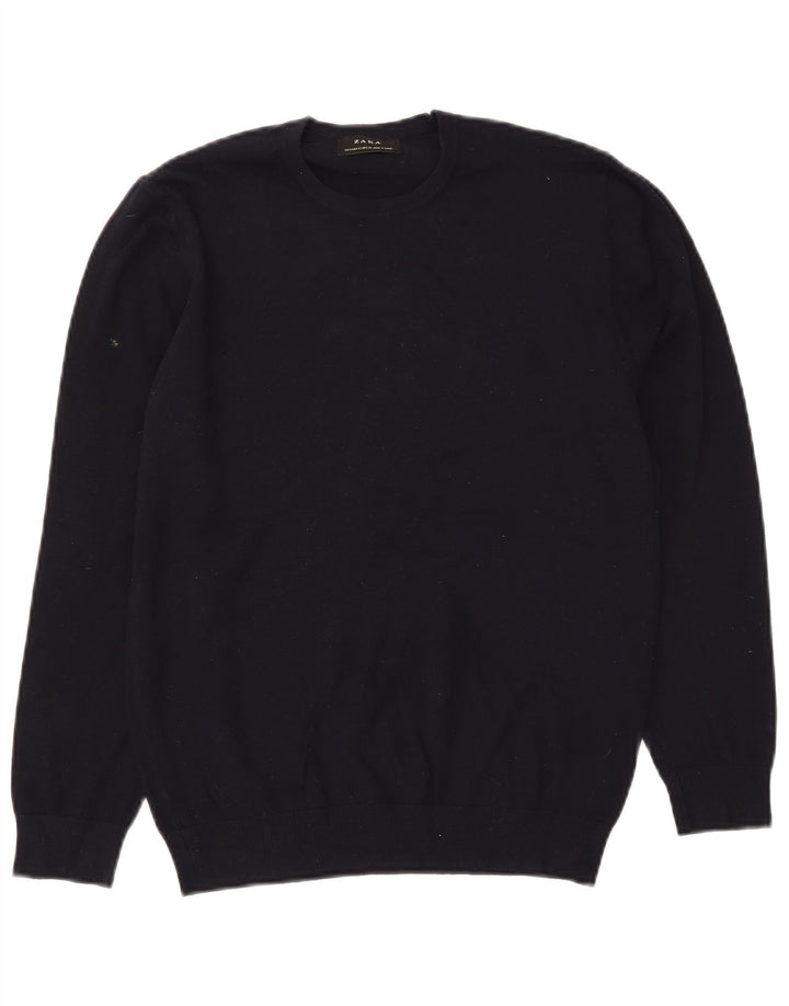 Zara Hombre Jersey De Cuello Redondo Jersey Pequeño Azul Marino