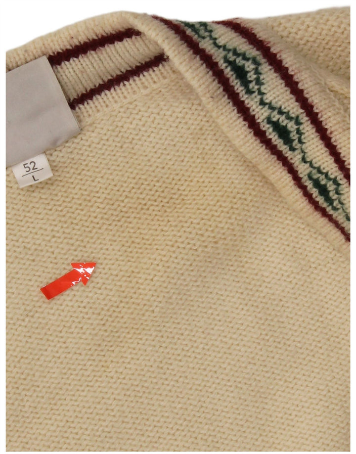 Vintage hombre Cardigan suéter IT 52 lana beige grande