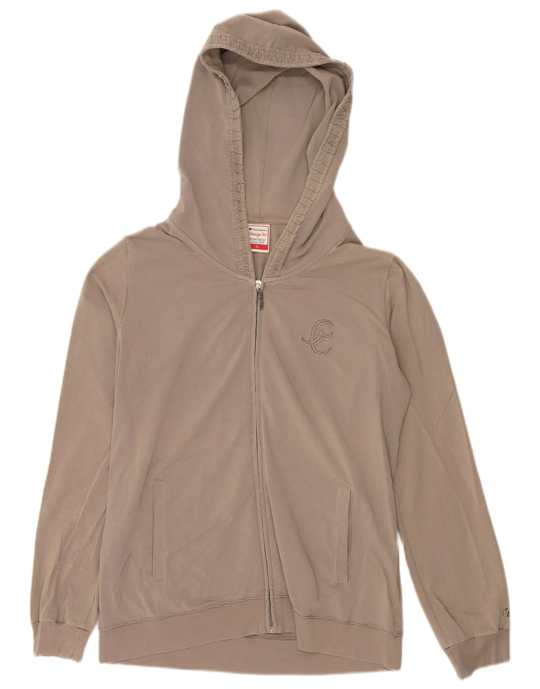CHAMPION Suéter con capucha y cremallera Heritage Fit para mujer UK 18 XL Algodón beige