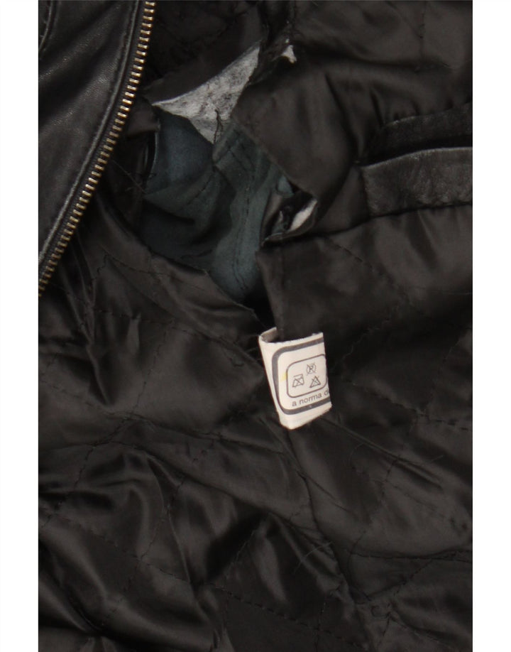 Vintage mujer chaqueta de cuero Reino Unido 16 cuero negro grande