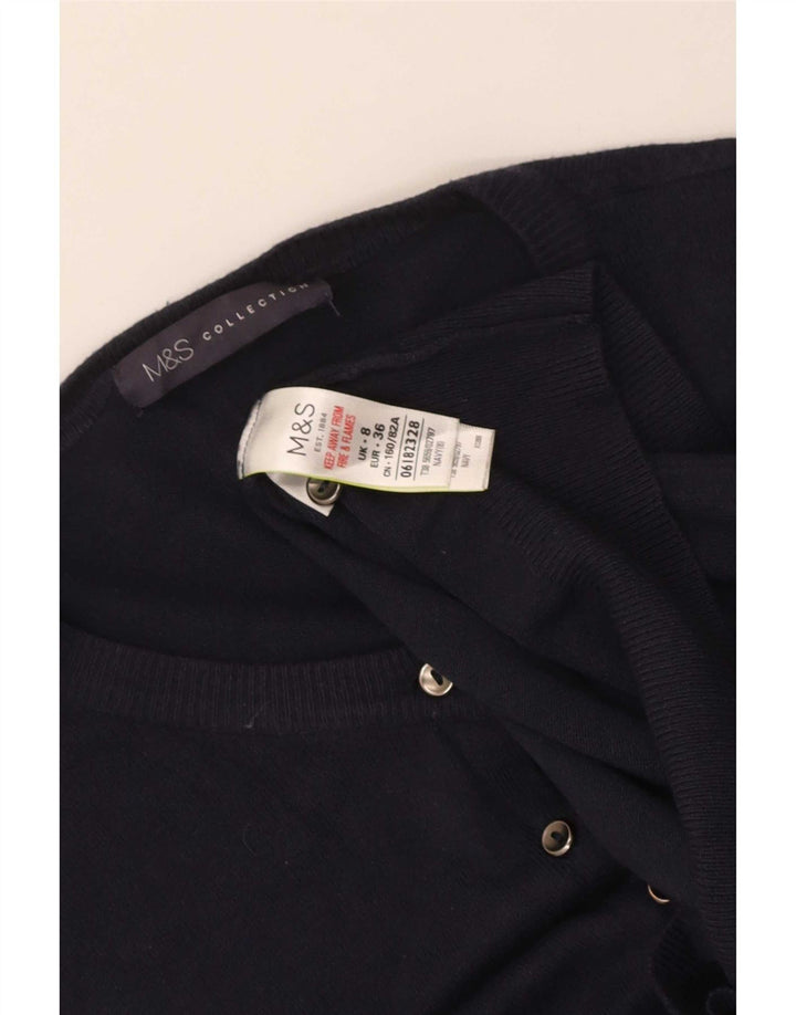 Marks & Spencer Suéter tipo cárdigan para mujer UK 8 Small Viscosa azul marino