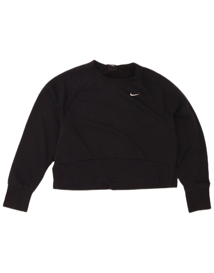 NIKE Womens Dri Fit Oversized Graphic Sweatshirt Jumper UK 10 Small Black