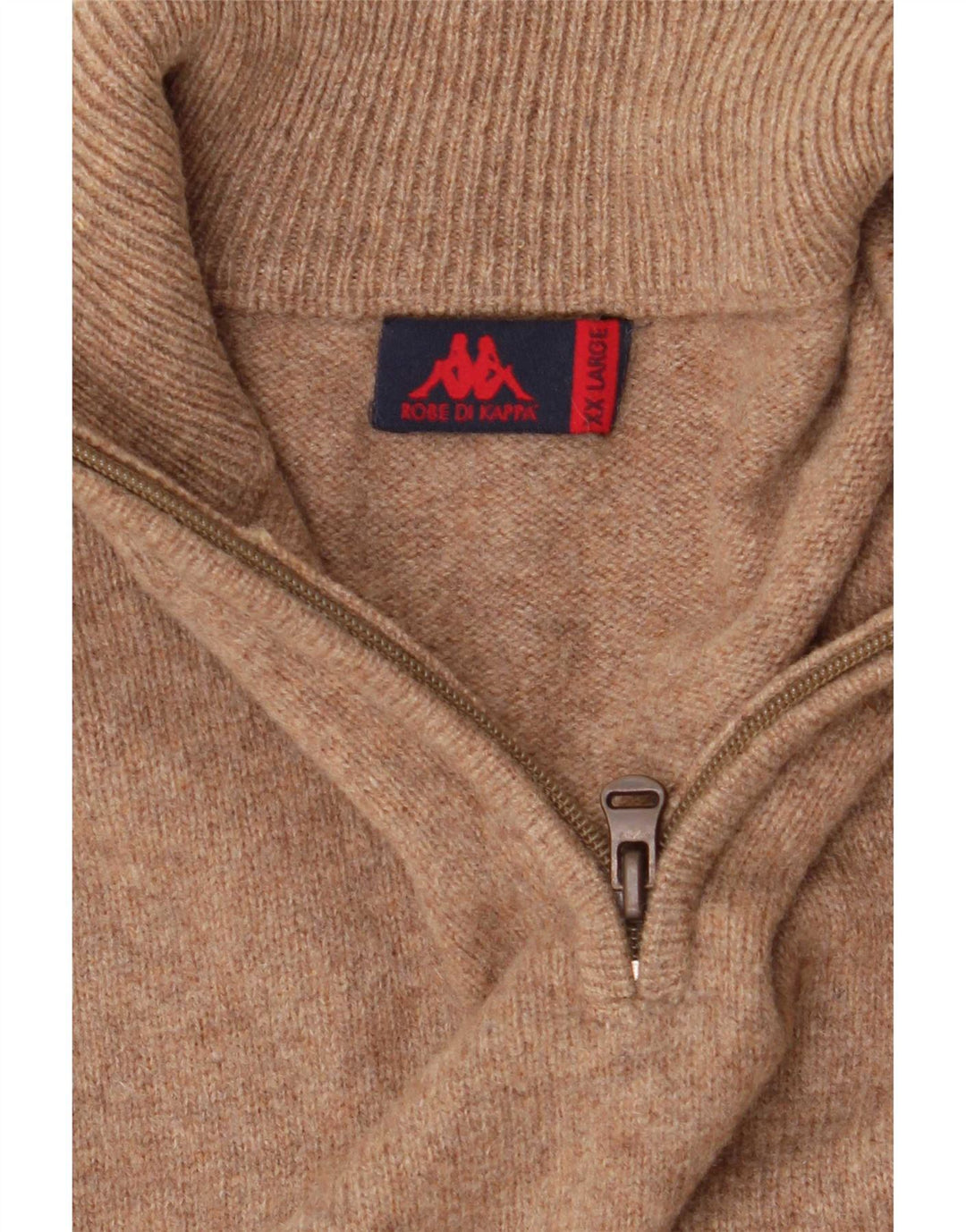 Kappa Mens Zip Neck Jumper Sweater 2XL Lana Marrón