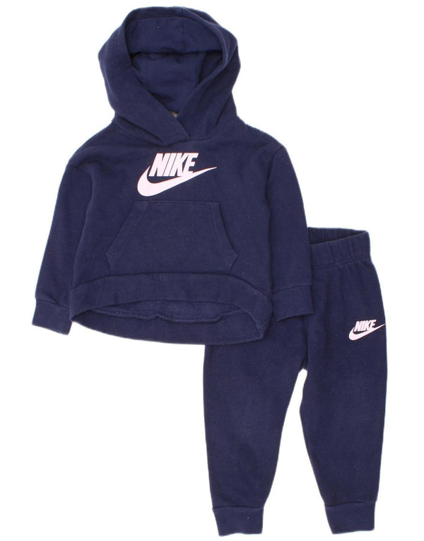 Nike Chándal completo con capucha y gráfico para bebés de 9 a 12 meses, algodón azul marino