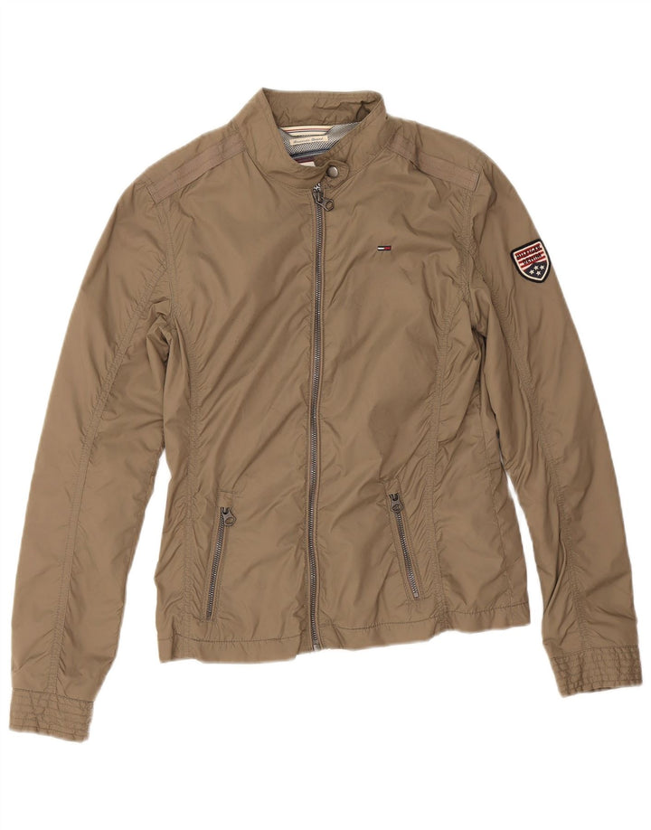 Tommy Hilfiger Chaqueta impermeable para mujer UK 10 Small Beige Nylon