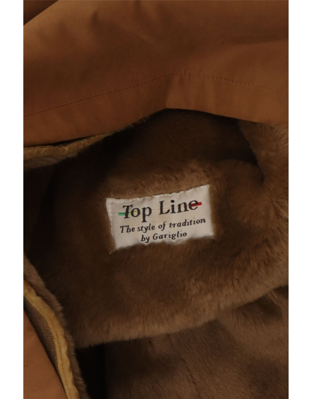 VINTAGE Mujer Sherpa Abrigo Reino Unido 16 Poliéster Marrón Grande