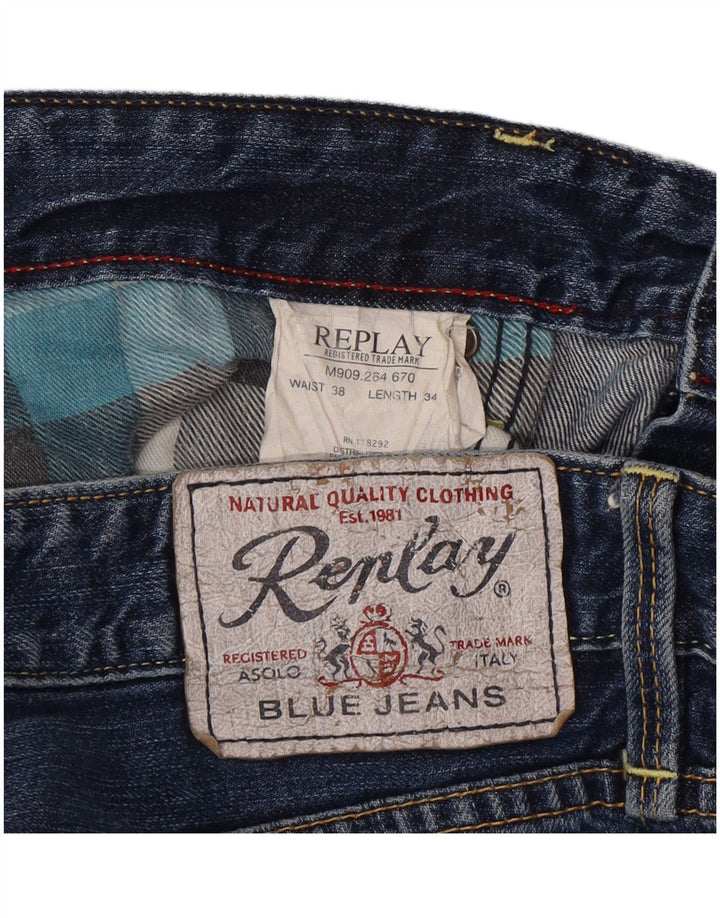 Replay Vaqueros Rectos Hombre W38 L28 Algodón Azul
