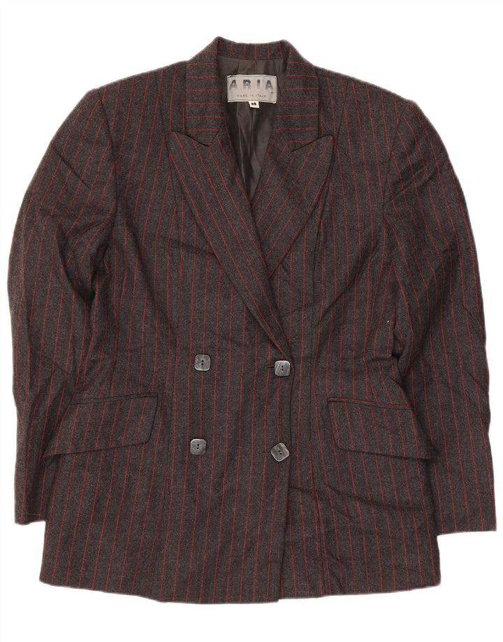 Conjunto de 2 piezas con doble botonadura para mujer Aria UK 14 Medium W26 Lana a rayas grises