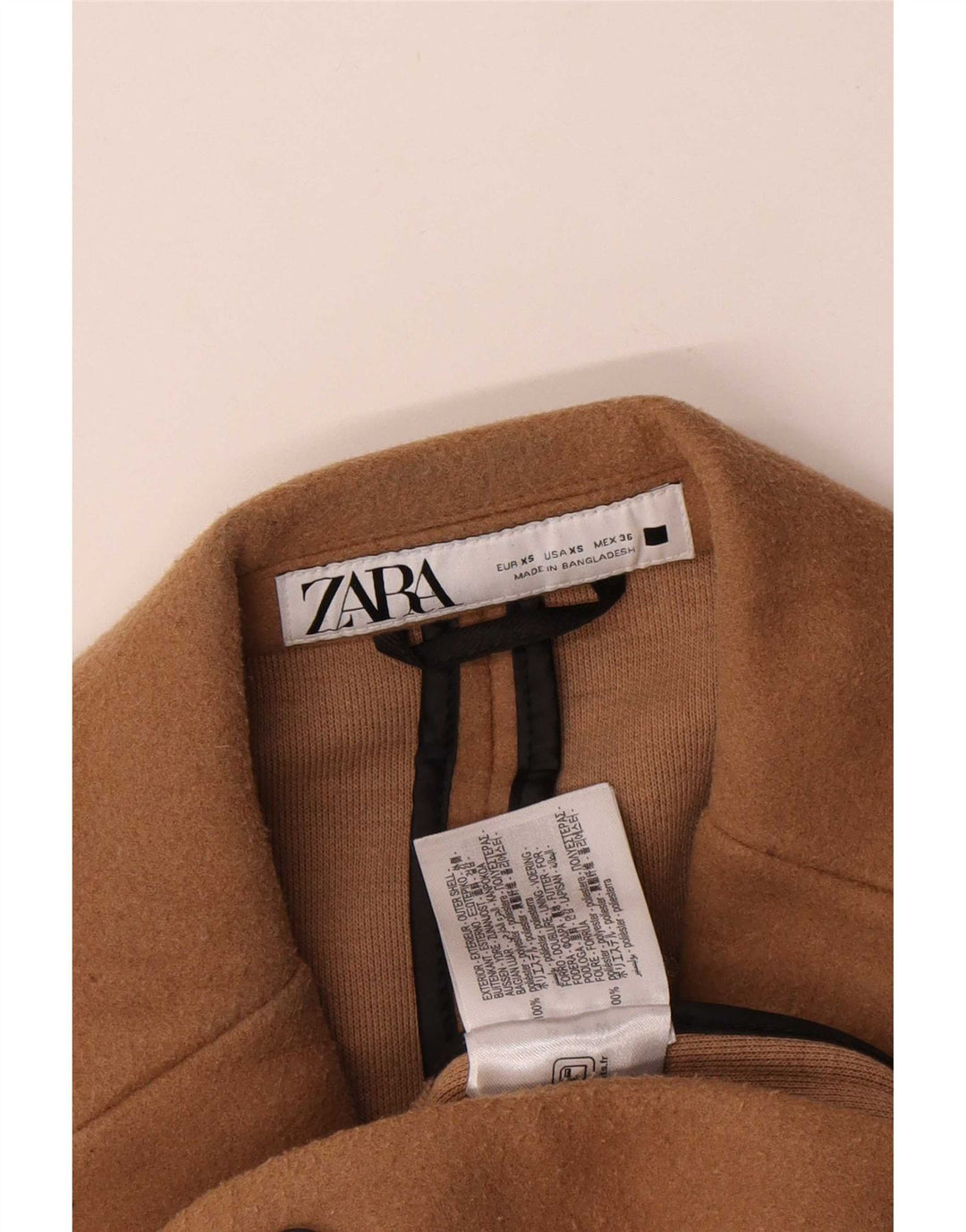Zara Hombre Abrigo extragrande UK 34 XS Poliéster beige