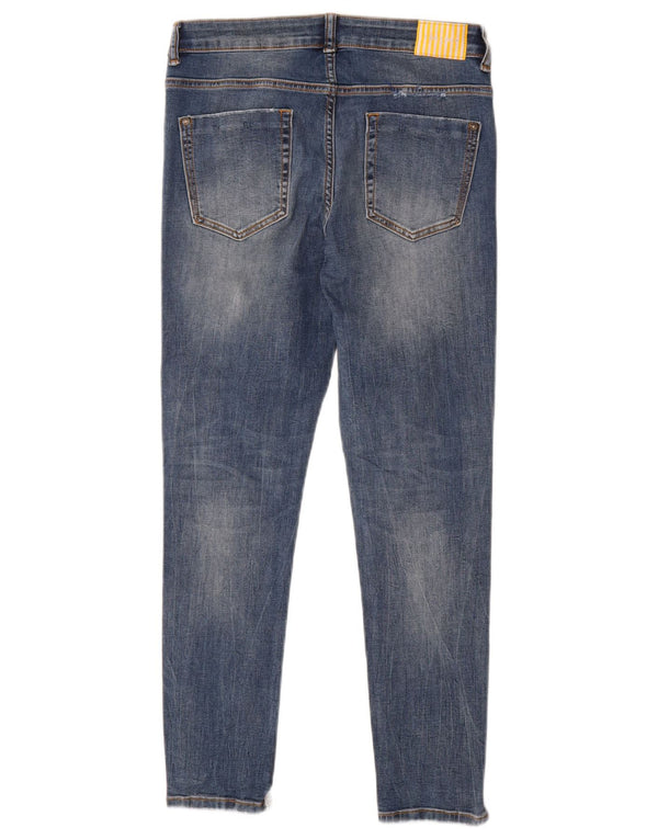 Zara Jeans Ajustados Desgastados para Mujer EU 40 Medium W30 L26 Algodón Azul