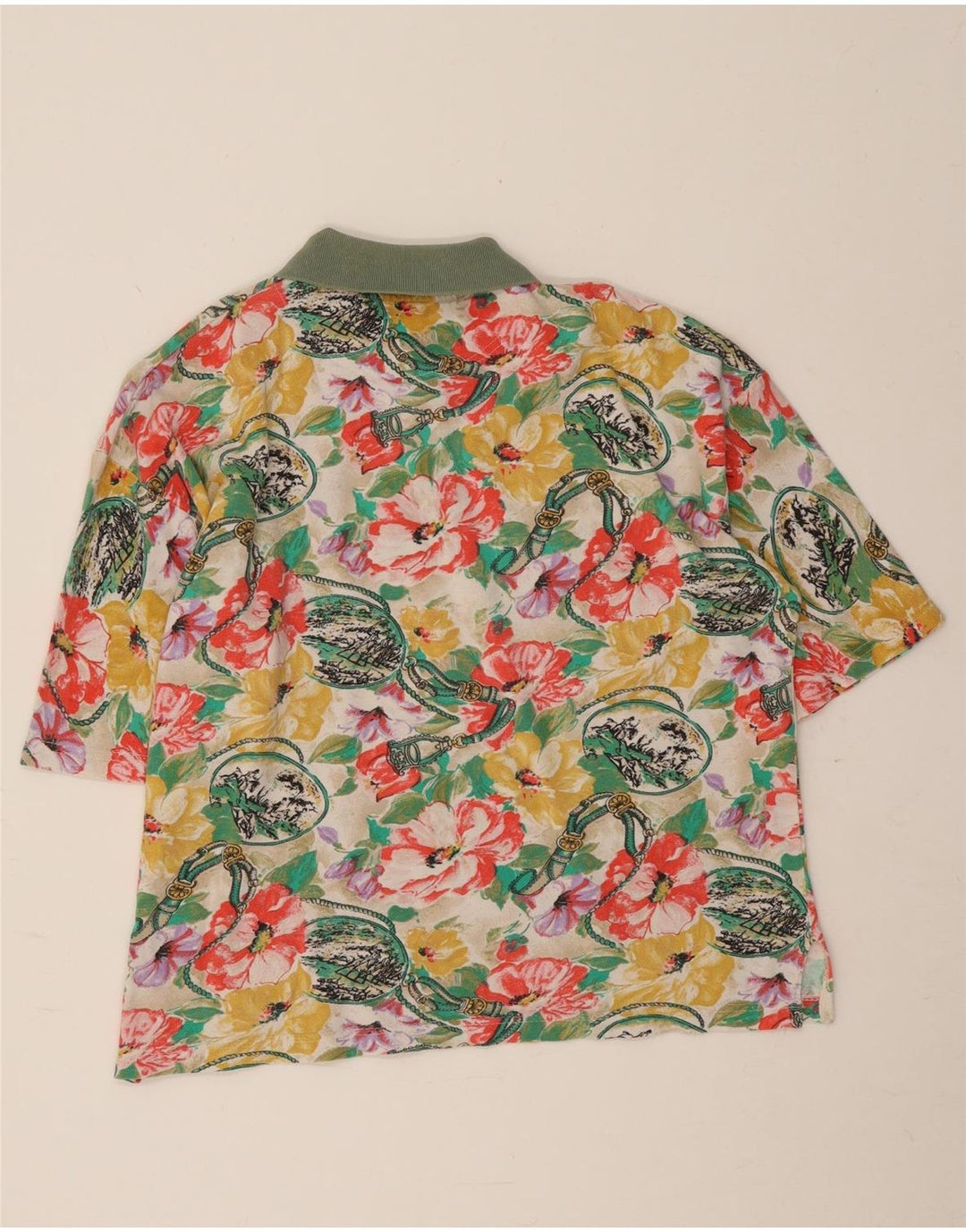 Polo vintage para hombre grande multicolor floral