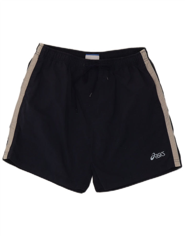 Pantalones cortos deportivos Asics para hombre Nylon azul marino mediano con bloques de color