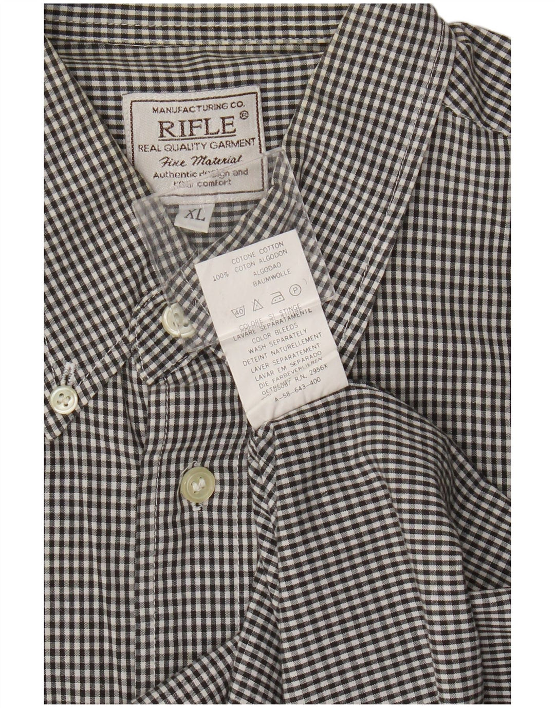Rifle Camisa Hombre XL Algodón Cuadros Negro