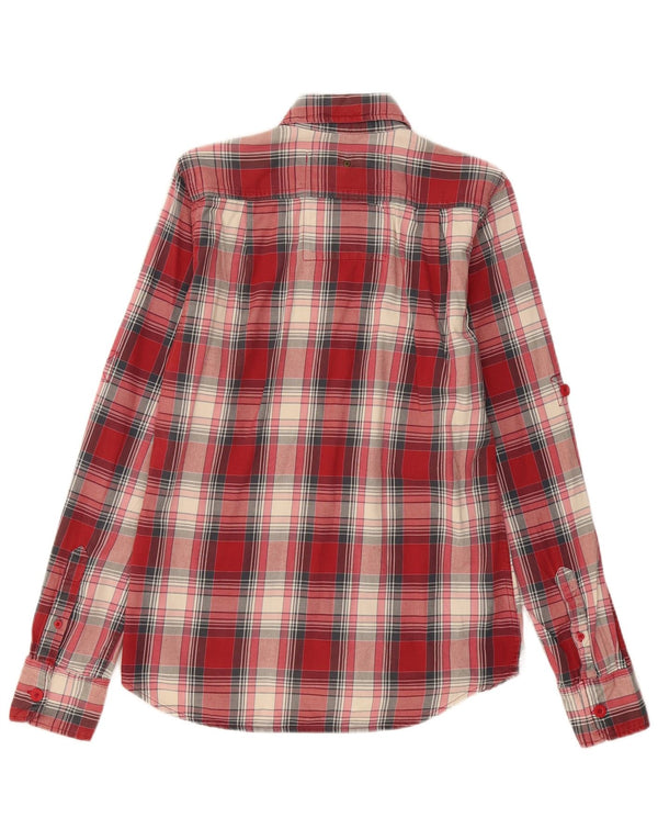 Camisa de franela SUPERDRY para hombre, cuadros rojos medianos