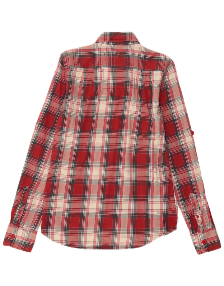 Camisa de franela SUPERDRY para hombre, cuadros rojos medianos