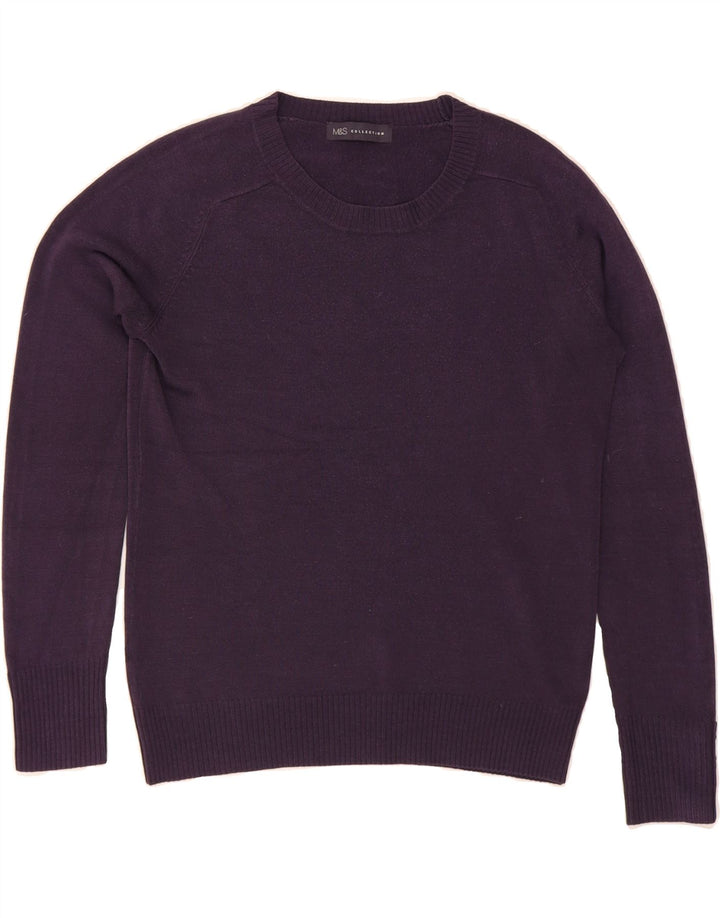 MARKS & SPENCER Womens Boat Neck Jumper Sweater UK 14 Medium Purple Vintage Marks & Spencer and Second-Hand Marks & Spencer from Messina Hembry 