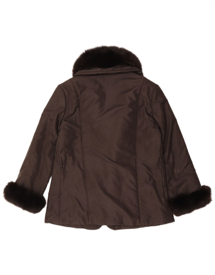 Luisa Spagnoli Chaqueta acolchada extragrande para mujer UK 10 Small Marrón Poliéster