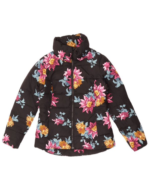 Chaqueta acolchada extragrande para mujer Joules UK 10 Small Poliéster floral negro
