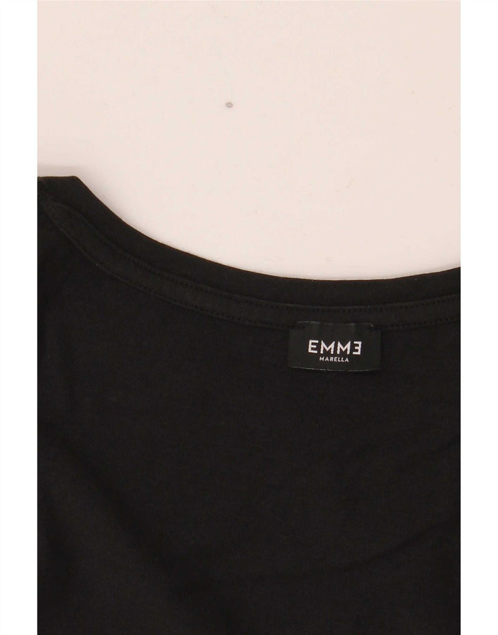 Marella Mujer EMME Graphic Top Manga 3/4 UK 12 Mediano Negro