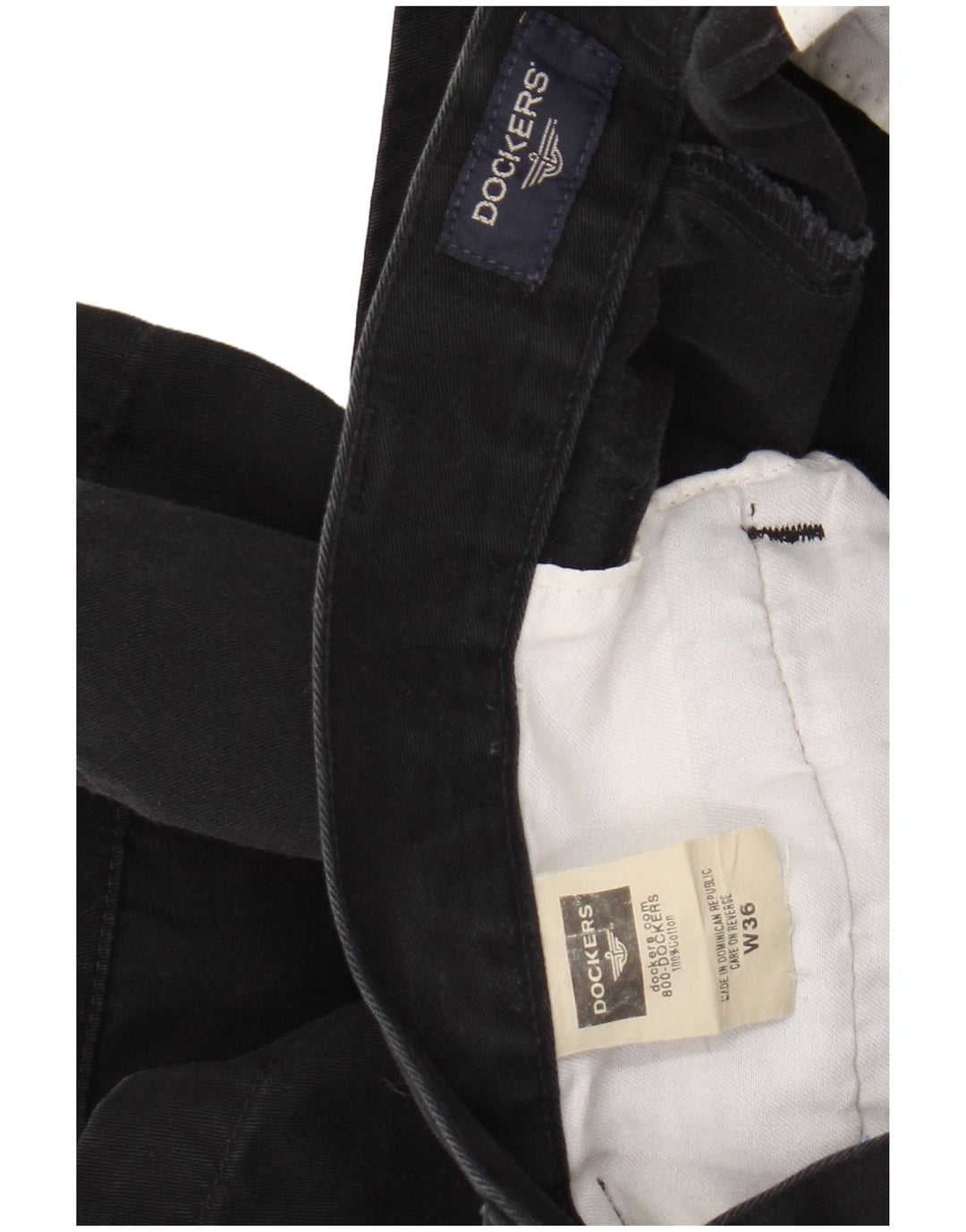 DOCKERS Pantalones cortos chinos pegados para hombre W36 Grande Algodón negro