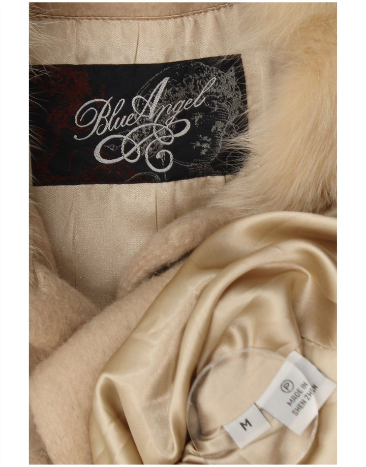 Vintage mujer abrigo Reino Unido 14 medio beige cachemira